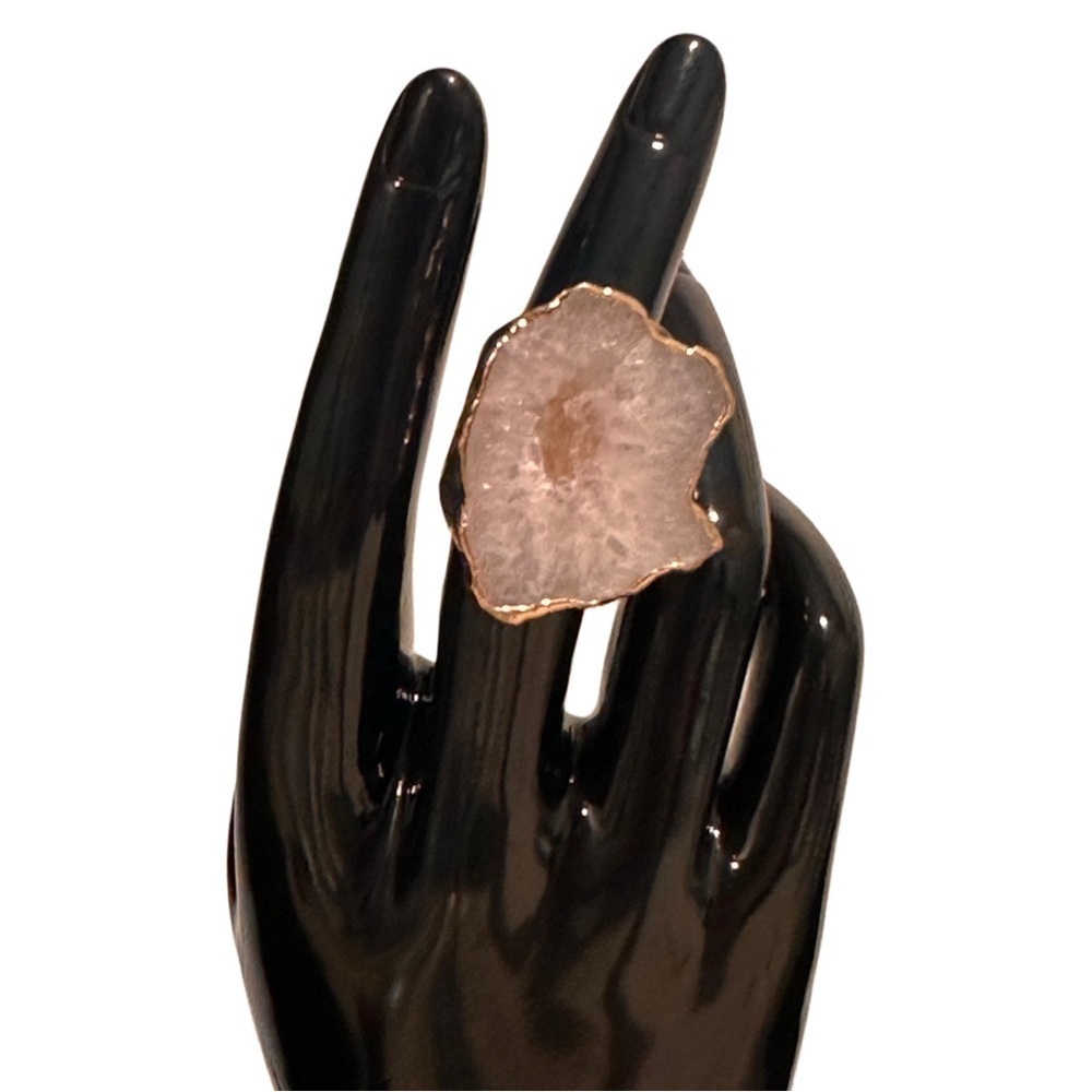 18K Gold Plated Natural Stone Irregular Geode Crystal AdjustableRing “Listing B” - Picture 13 of 16